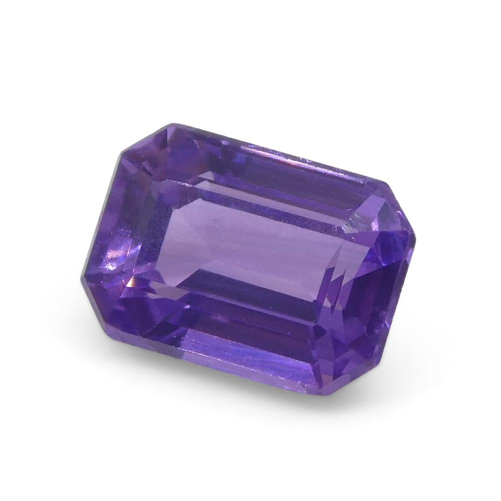 0.8ct Emerald Cut Purple Sapphire from East Africa, Unheated For Sale 7