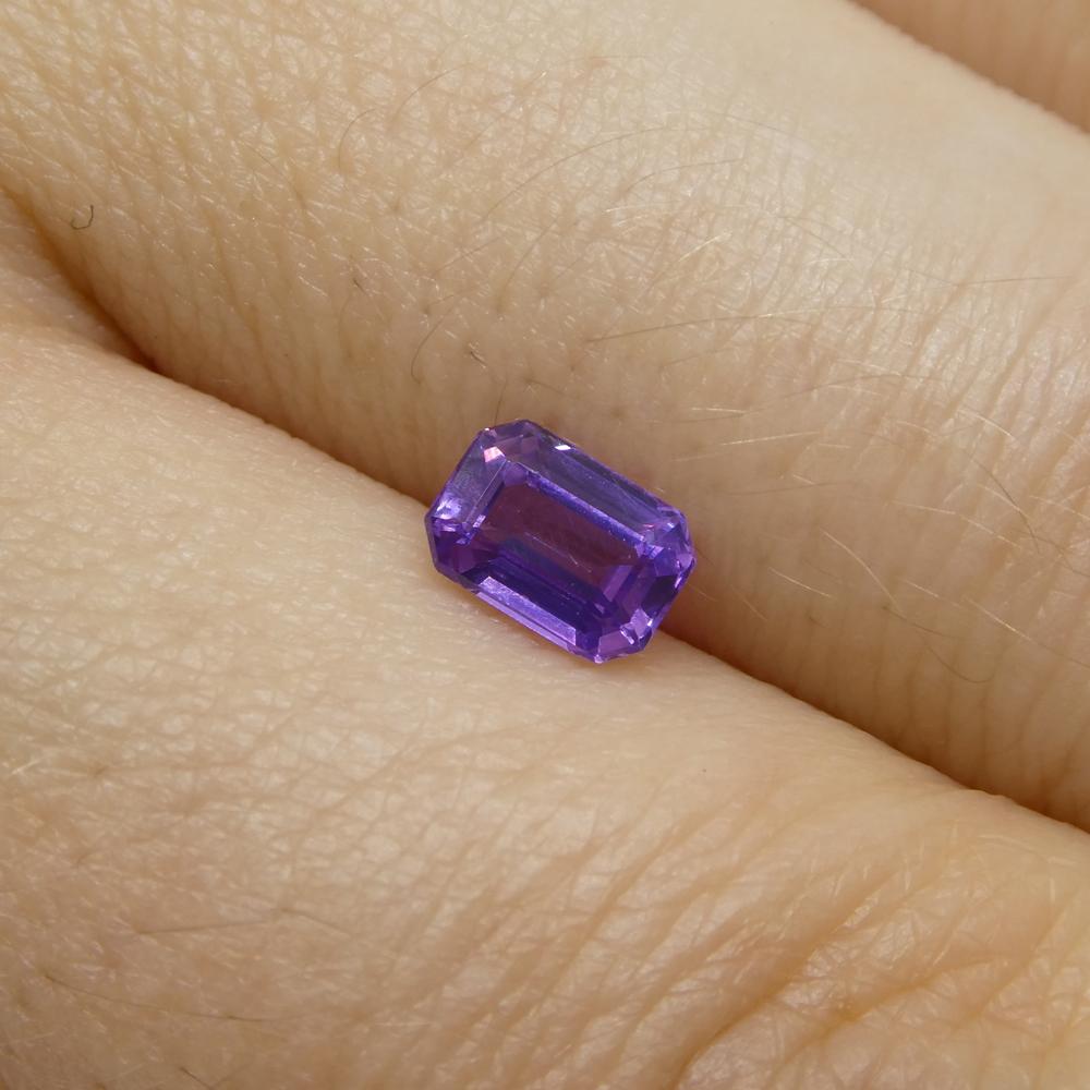 0.8ct Emerald Cut Purple Sapphire from East Africa, Unheated For Sale 8