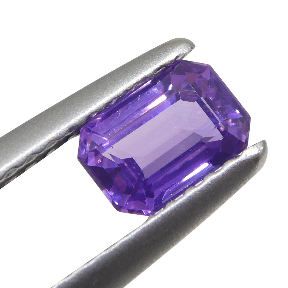 0.8ct Emerald Cut Purple Sapphire from East Africa, Unheated In New Condition For Sale In Toronto, Ontario