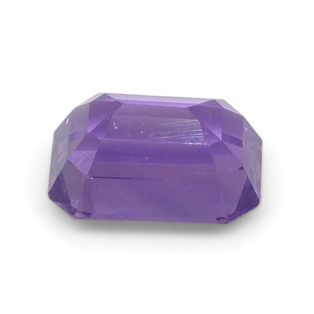 Women's or Men's 0.8ct Emerald Cut Purple Sapphire from East Africa, Unheated For Sale