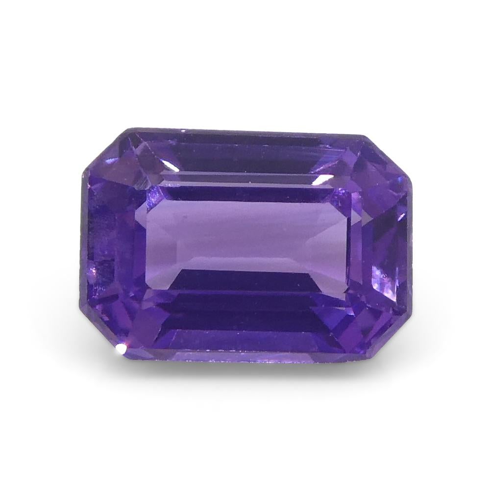0.8ct Emerald Cut Purple Sapphire from East Africa, Unheated For Sale 1