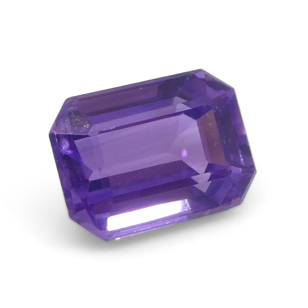 0.8ct Emerald Cut Purple Sapphire from East Africa, Unheated For Sale 2