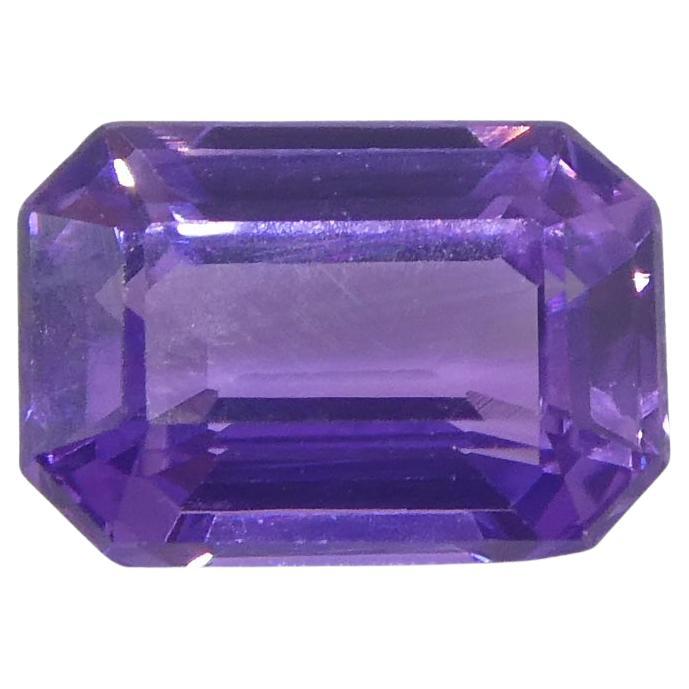 0.8ct Emerald Cut Purple Sapphire from East Africa, Unheated For Sale