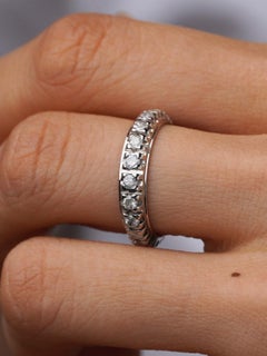 0.8ct Natural Diamond Full Eternity Ring 18k White Gold Band Size N / 6.5