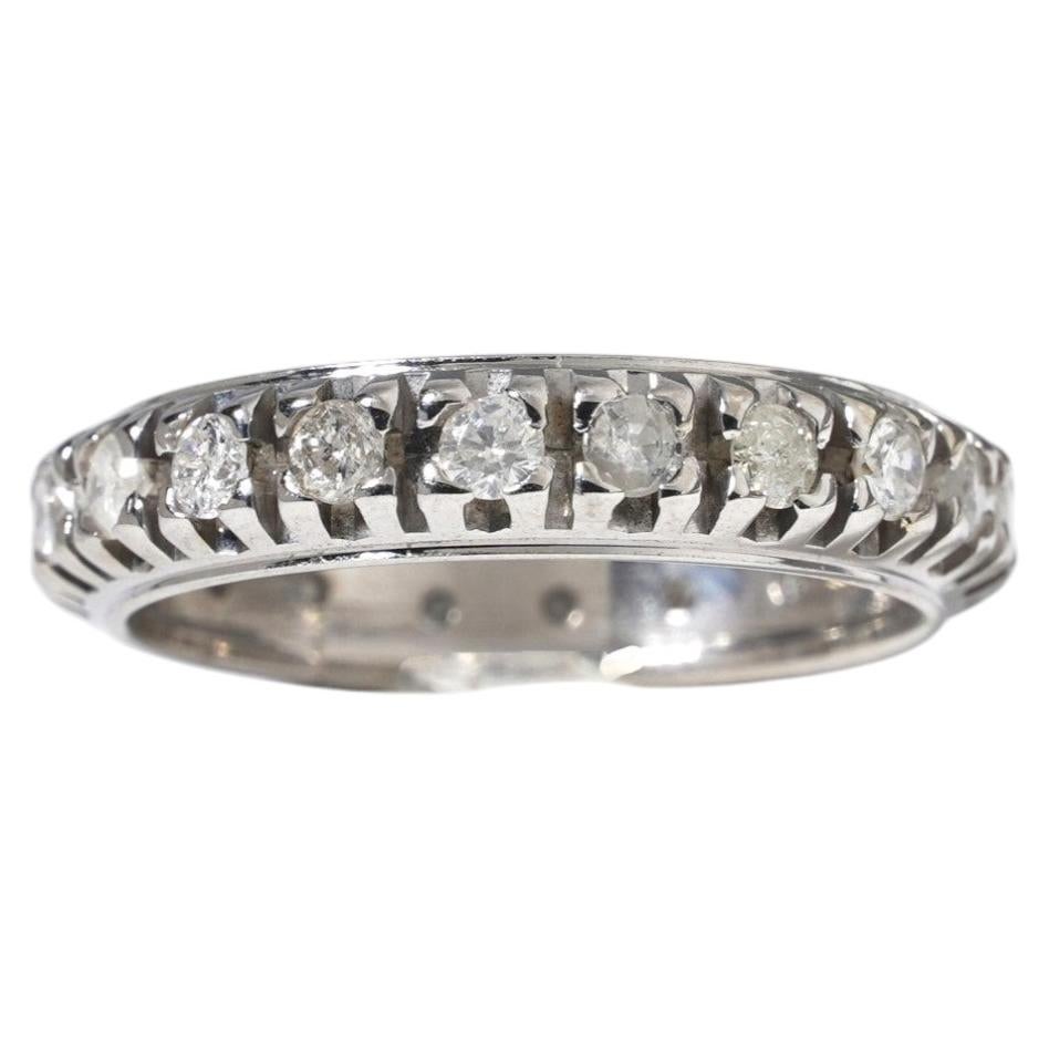 0.8ct Natural Diamond Full Eternity Ring 18k White Gold Band Size N / 6.5 For Sale