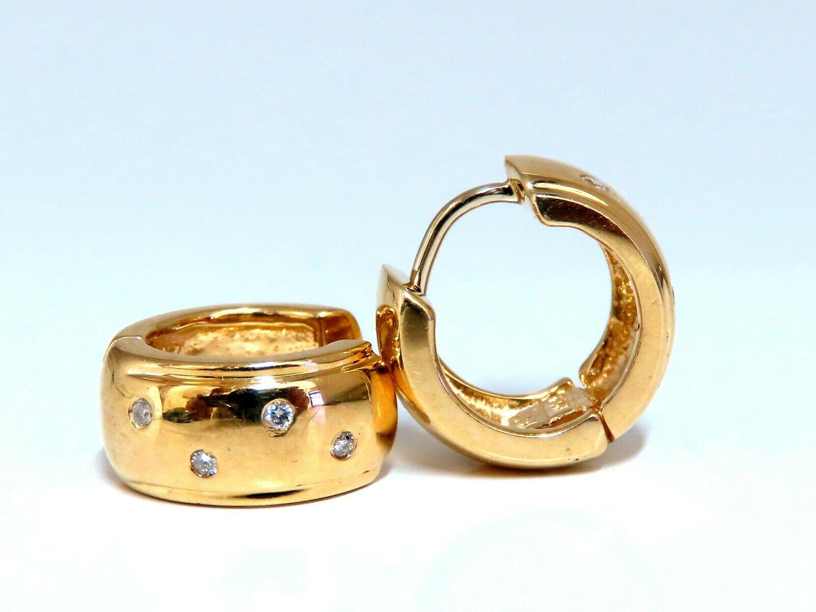 Women's or Men's .08ct Natural Round Diamond Mini Hoop Earrings 14kt