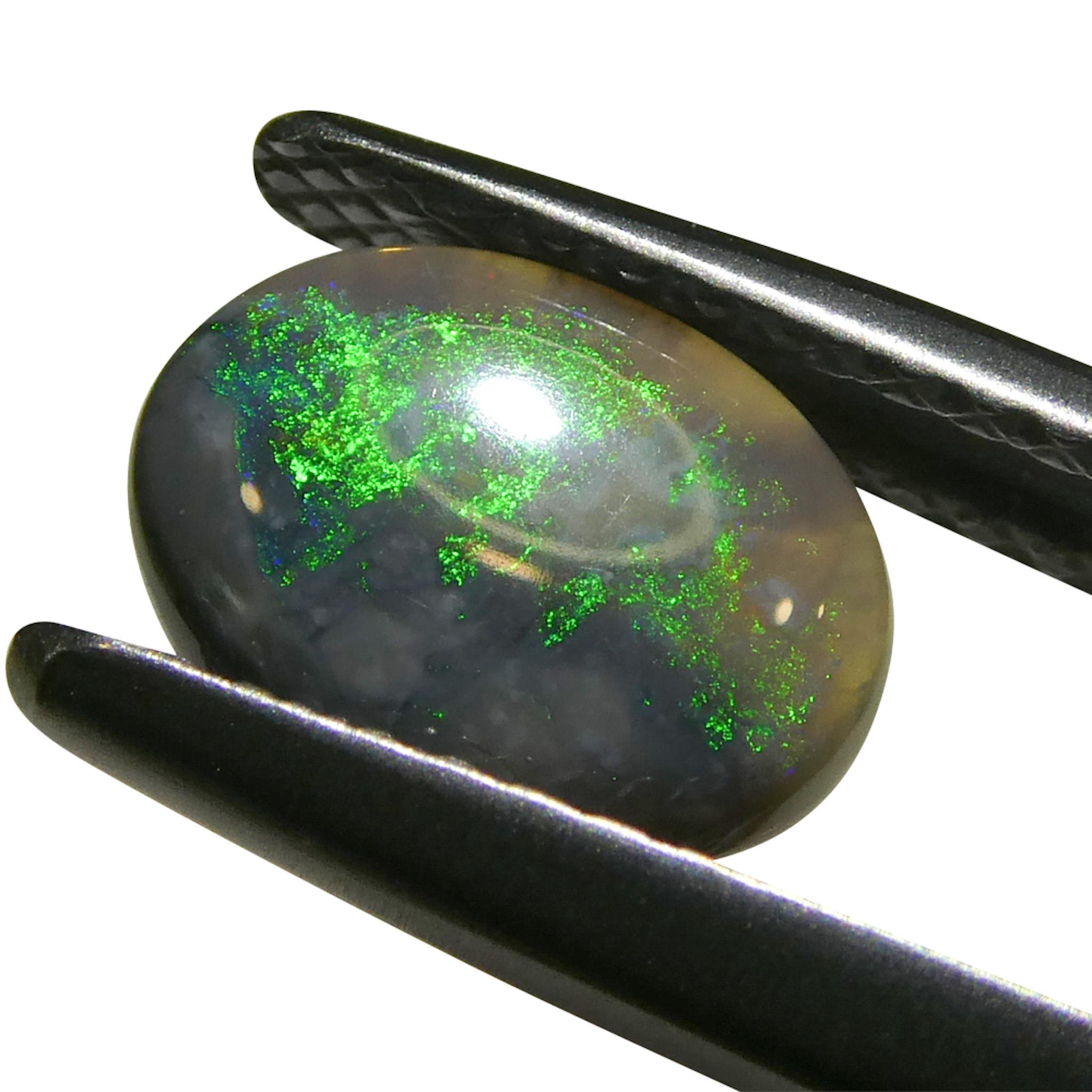 Taglio ovale 0.8ct Opale grigio ovale cabochon dall'Australia in vendita