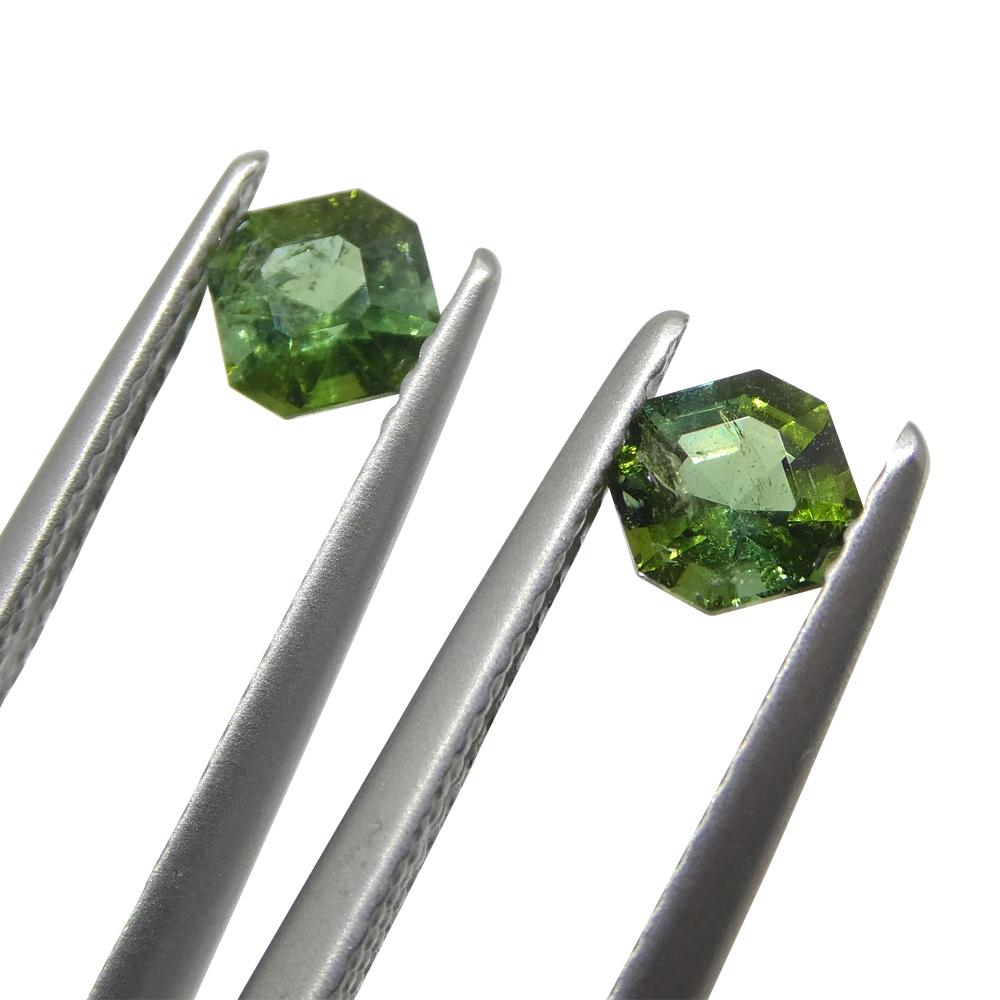 da uomo o donna Coppia 0,8ct Asscher Tormalina verde in vendita