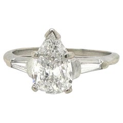 0.8ct Pear Shape Diamond Engagement Ring in 14k White Gold