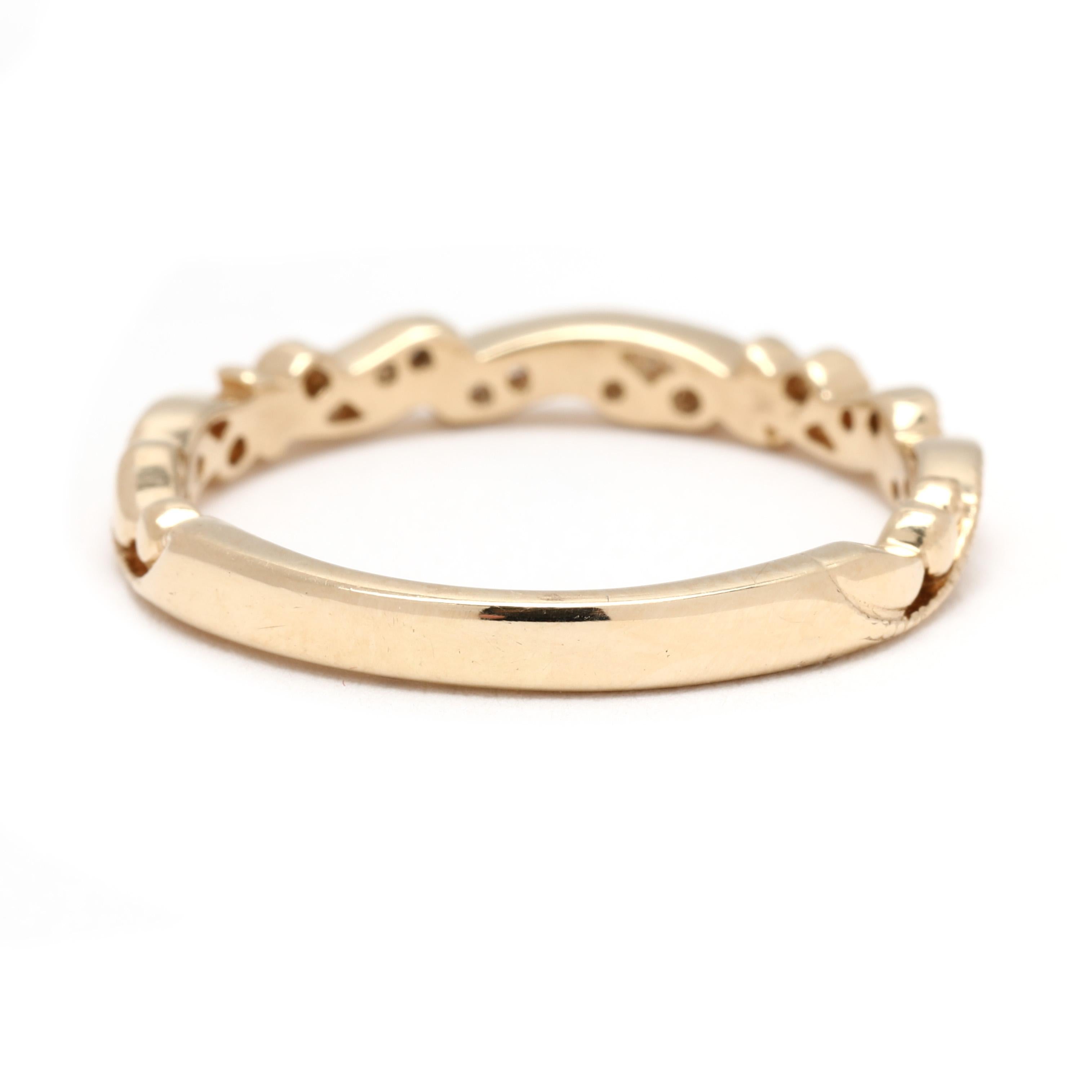 Round Cut .08ctw Diamond Swirl Band, 14k Yellow Gold, Ring Size 6.75
