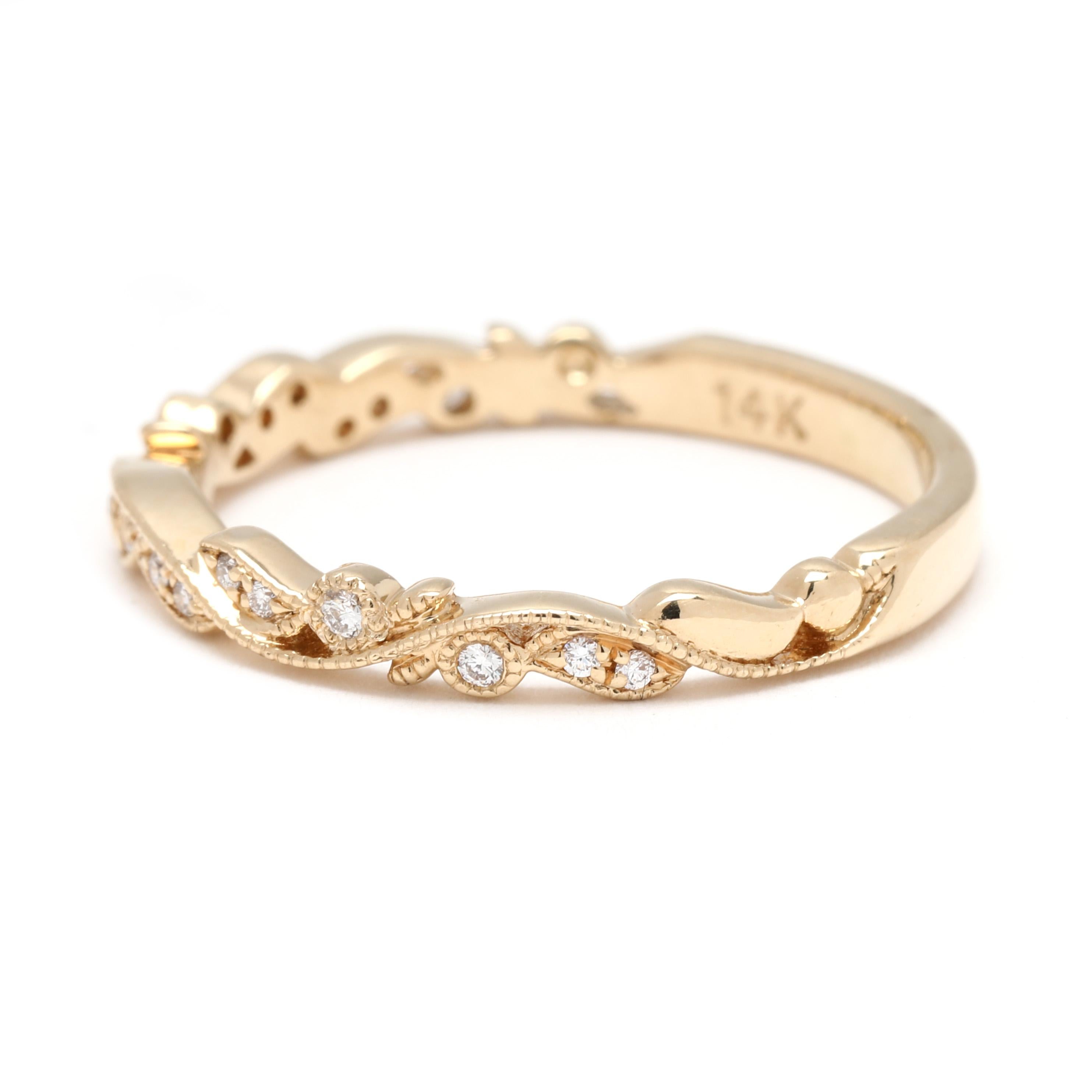 .08ctw Diamond Swirl Band, 14k Yellow Gold, Ring Size 6.75 In Good Condition In McLeansville, NC