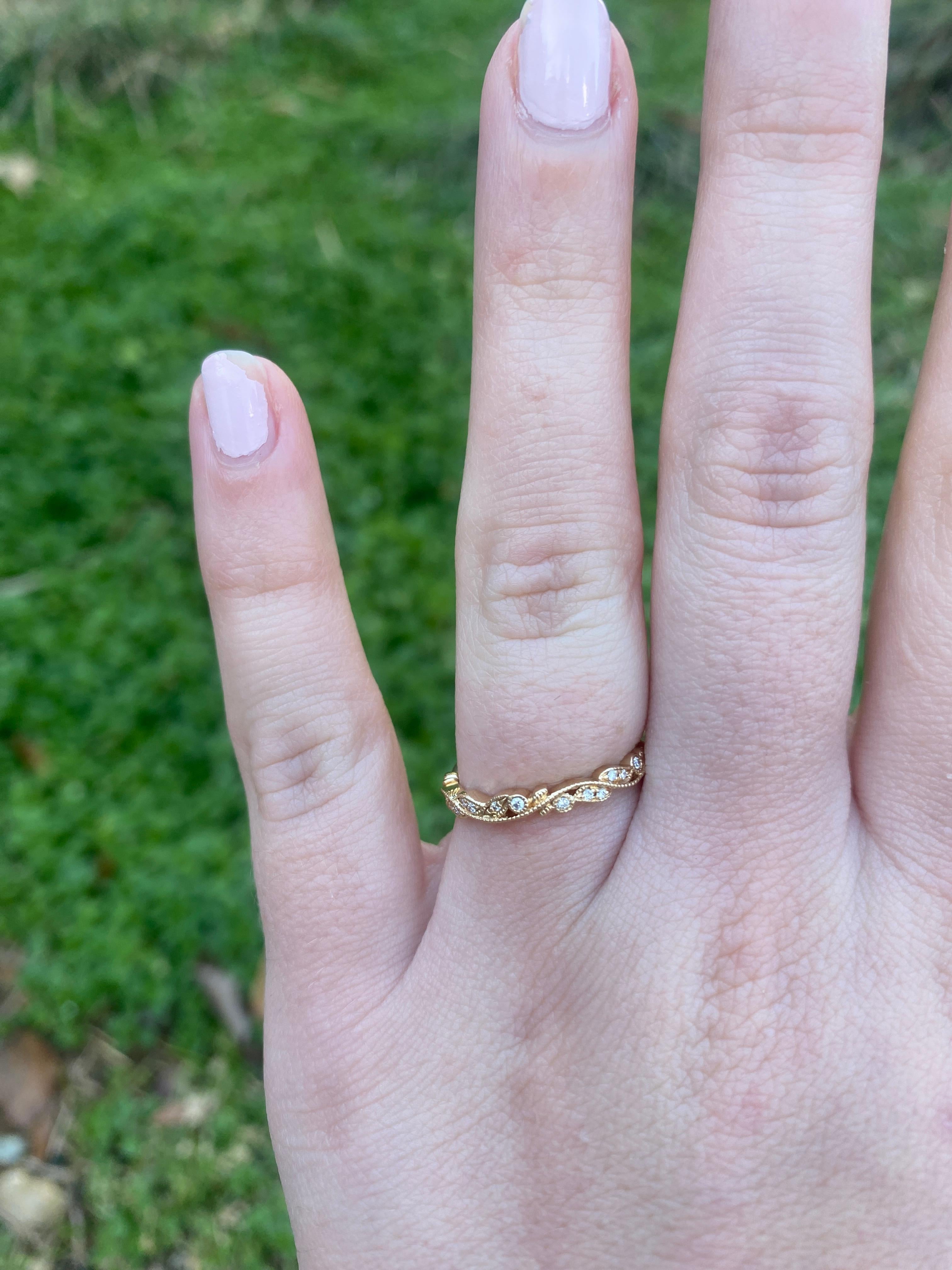 .08ctw Diamond Swirl Band, 14k Yellow Gold, Ring Size 6.75 3