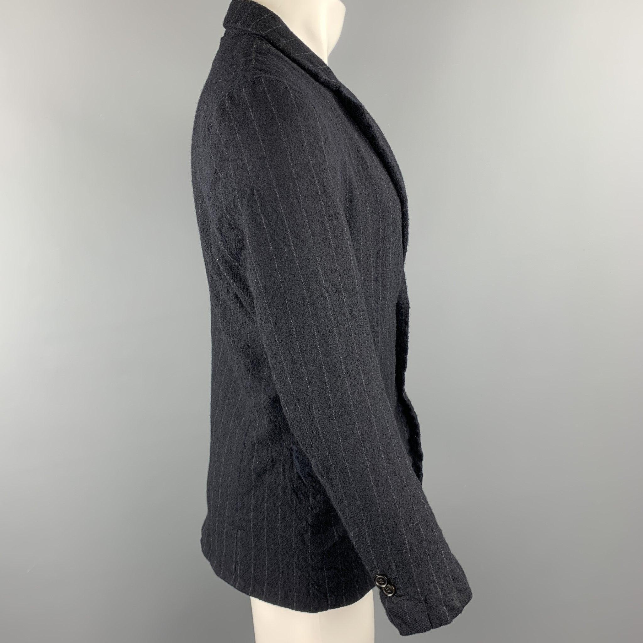 Nero 08SIRCUS Giacca in lana gessata taglia 38 Navy con risvolto a tacche in vendita