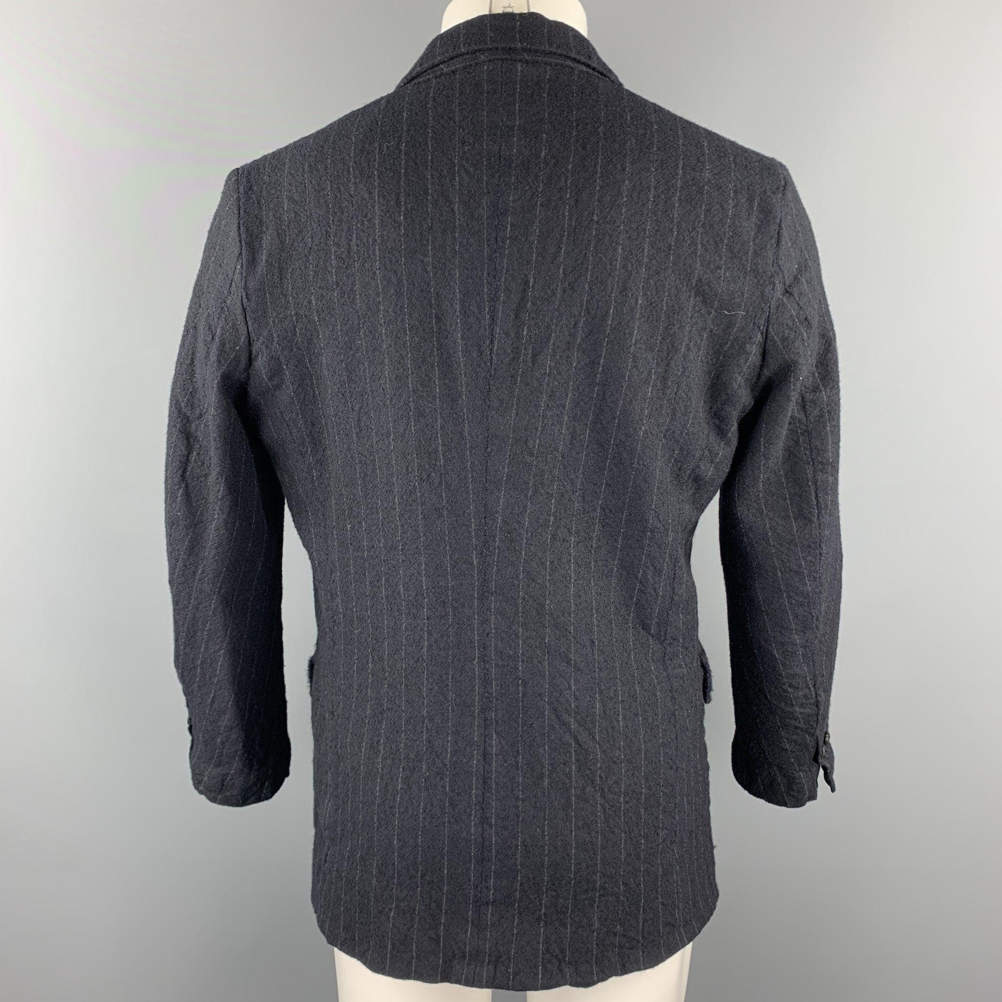 08SIRCUS Giacca in lana gessata taglia 38 Navy con risvolto a tacche In condizioni buone in vendita a San Francisco, CA