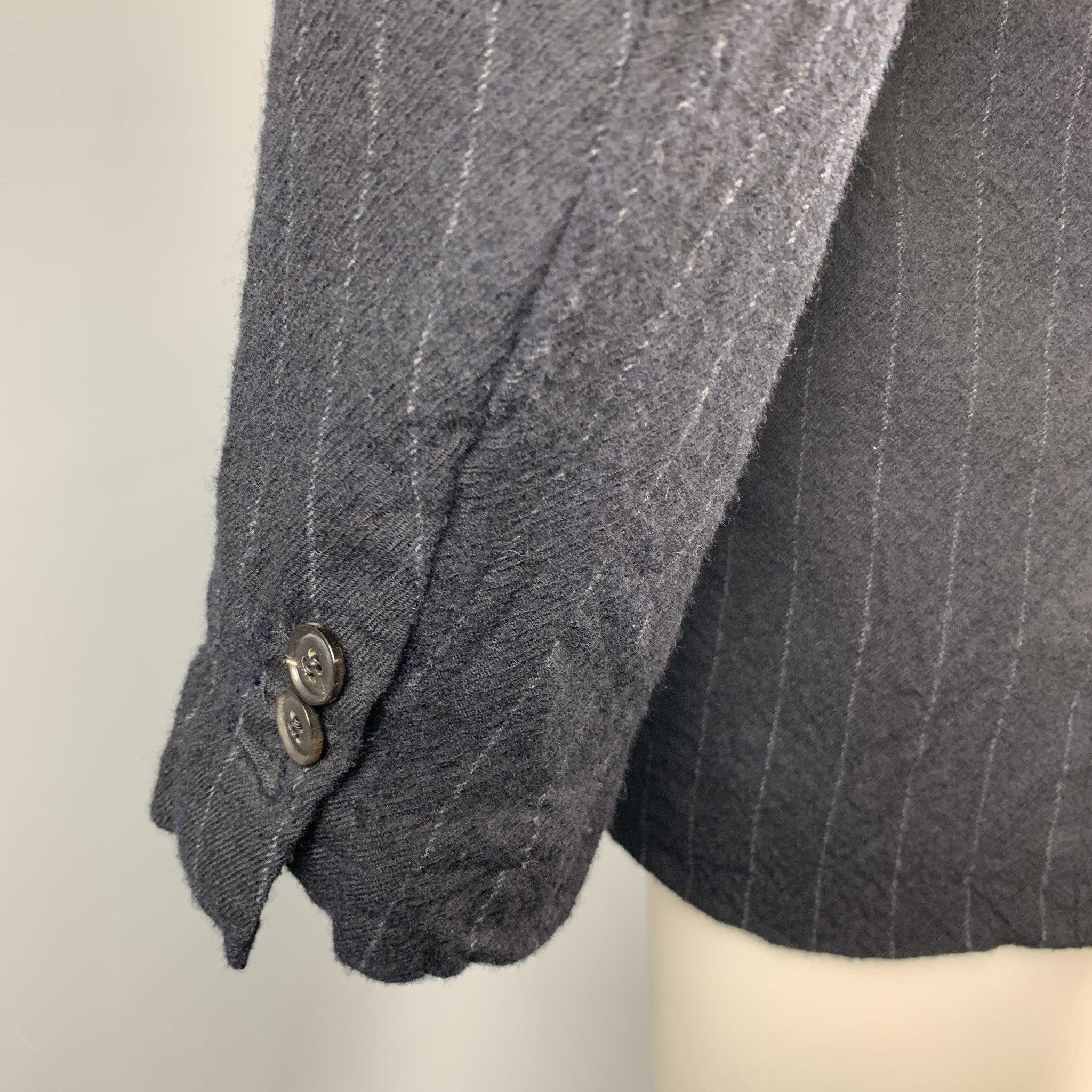 Uomo 08SIRCUS Giacca in lana gessata taglia 38 Navy con risvolto a tacche in vendita