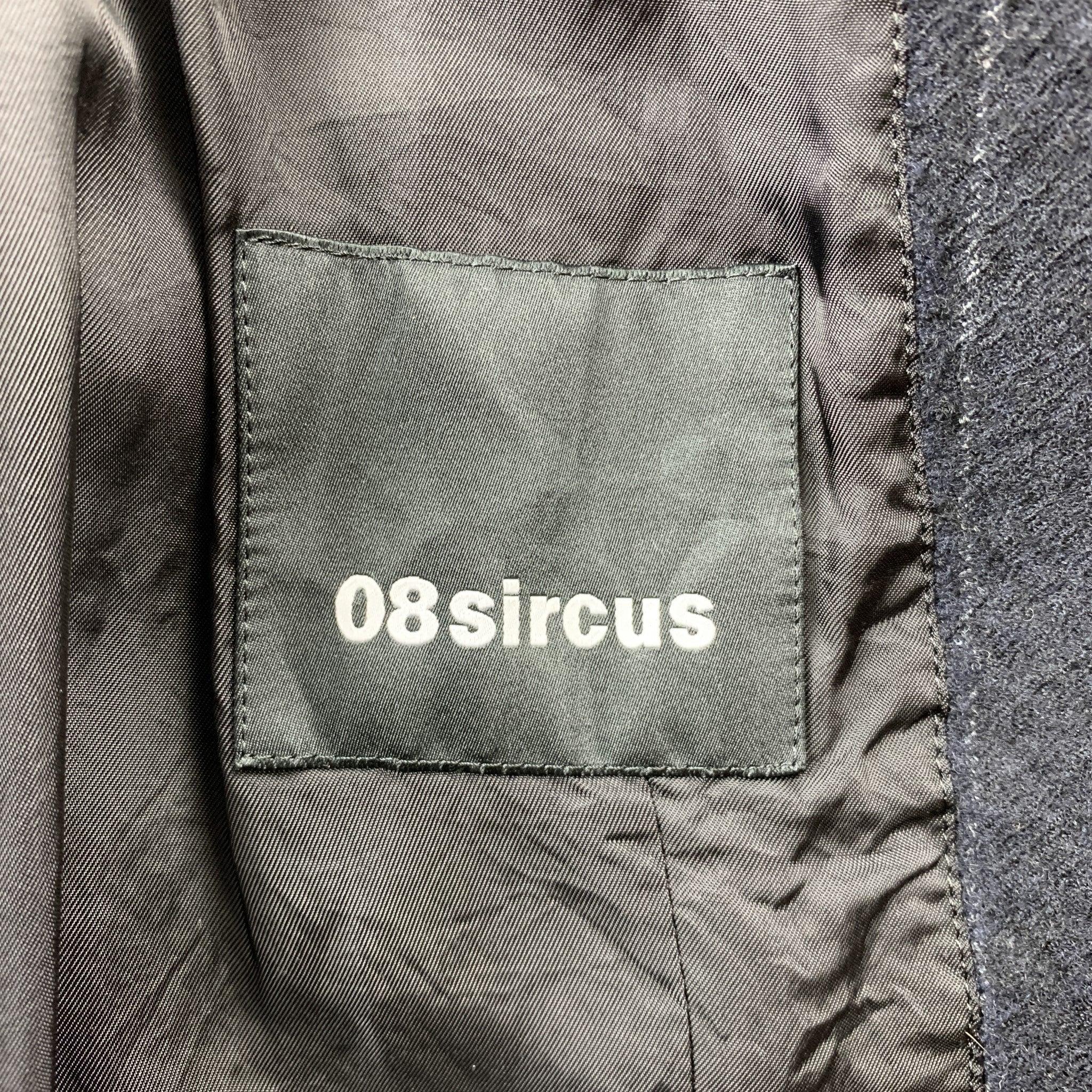 08SIRCUS Giacca in lana gessata taglia 38 Navy con risvolto a tacche in vendita 1