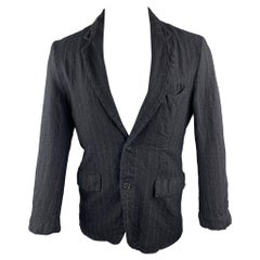 08SIRCUS Size 38 Navy Chalkstripe Wool Notch Lapel Jacket
