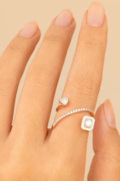 0.9 Carat Art Deco Inspired Toi et Moi Diamond Cross Ring 14 Karat Rose Gold