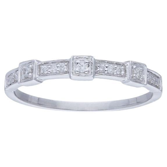 0.09 Carat Diamonds In 14K White Gold Gazebo Fancy Ring For Sale