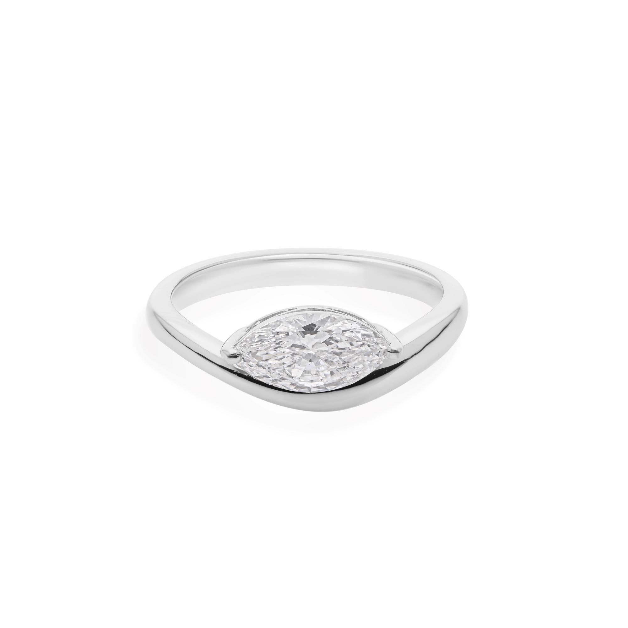 0,9 Karat Marquise Cut Solitär Diamantring 14k Weißgold Verlobungsschmuck