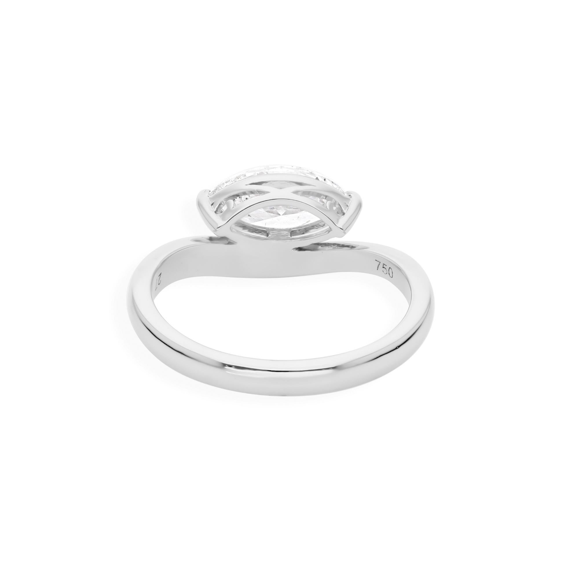 Im Angebot: 0,9 Karat Marquise Cut Solitär Diamantring 18k Weißgold Verlobungsschmuck () 5