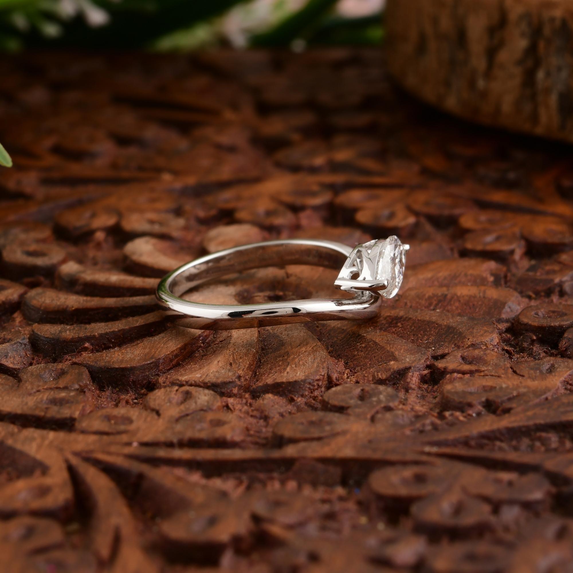 Im Angebot: 0,9 Karat Marquise Cut Solitär Diamantring 18k Weißgold Verlobungsschmuck () 9