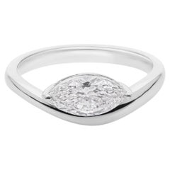 0.9 Carat Marquise Cut Solitaire Diamond Ring 18k White Gold Engagement Jewelry