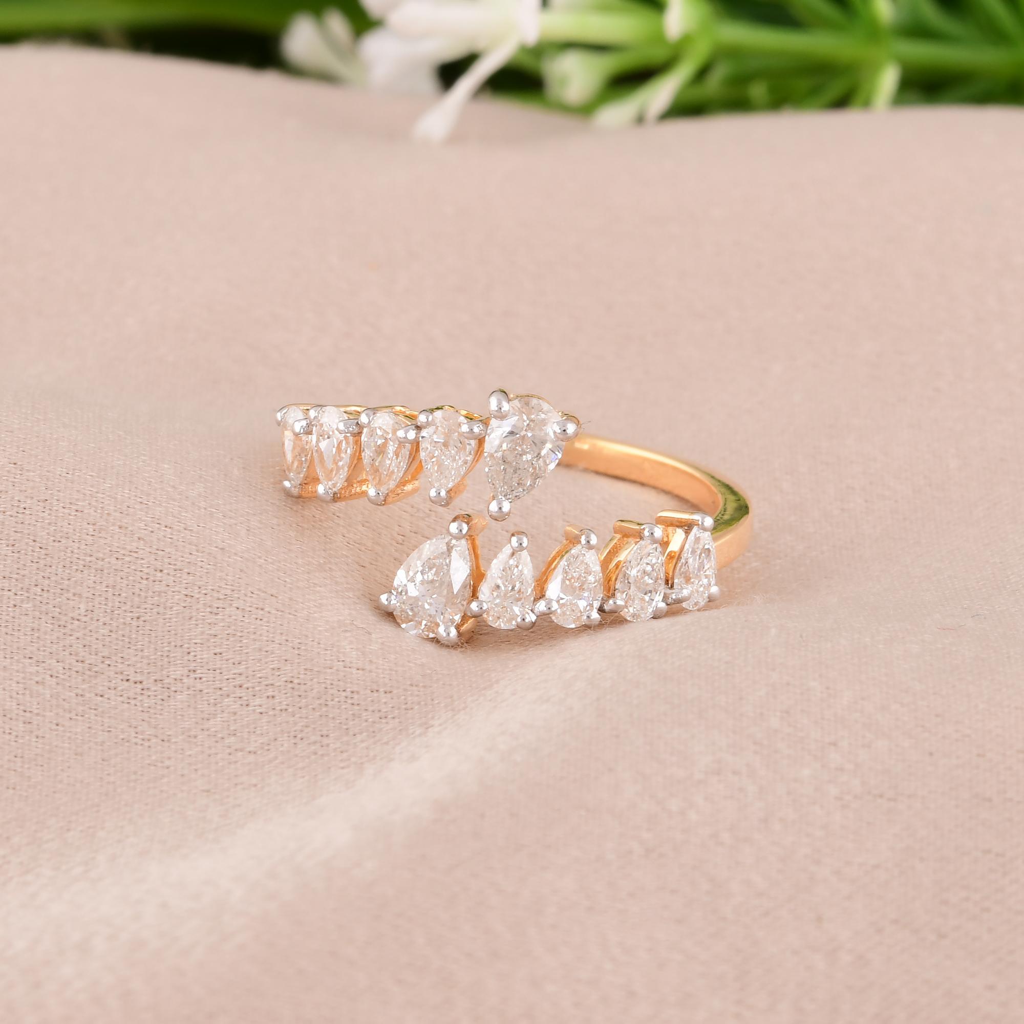 in vendita:  0.9 Carat SI Clarity HI Color Diamond Wrap Ring 14 Karat Yellow Gold Jewelry 7