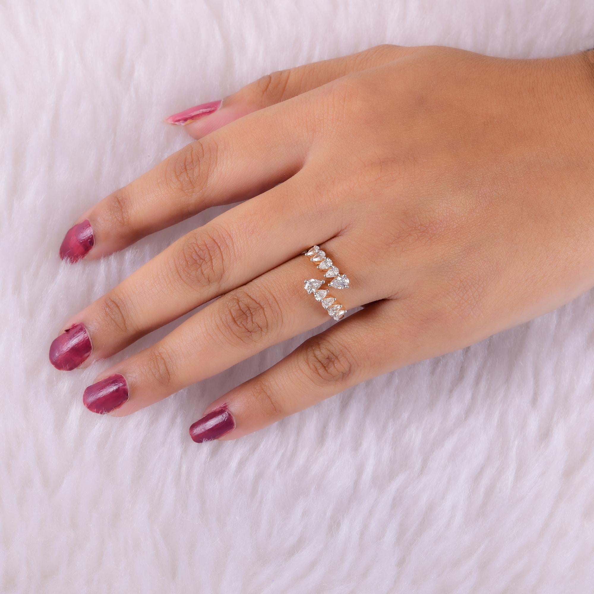 En venta: 0.9 Carat SI Clarity HI Color Diamond Wrap Ring 18 Karat Yellow Gold Jewelry  2