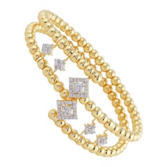 0,9 carati SI/H Baguette Diamond Statement Cuff Bracelet Oro giallo 18 carati