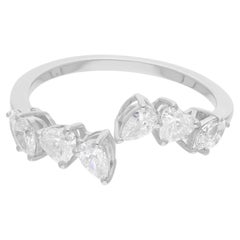 0,9 quilates SI/H Diamante talla brillante múltiple Anillo gemelo Joyas de oro blanco de 14 quilates