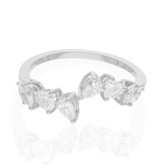 Bague manchette en or blanc 14 carats avec diamants tailles multiples et brillants 0,9 carat SI/H
