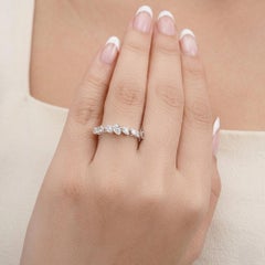 0.9 Carat SI/H Natural Diamond Stackable Band Ring 18 Karat White Gold