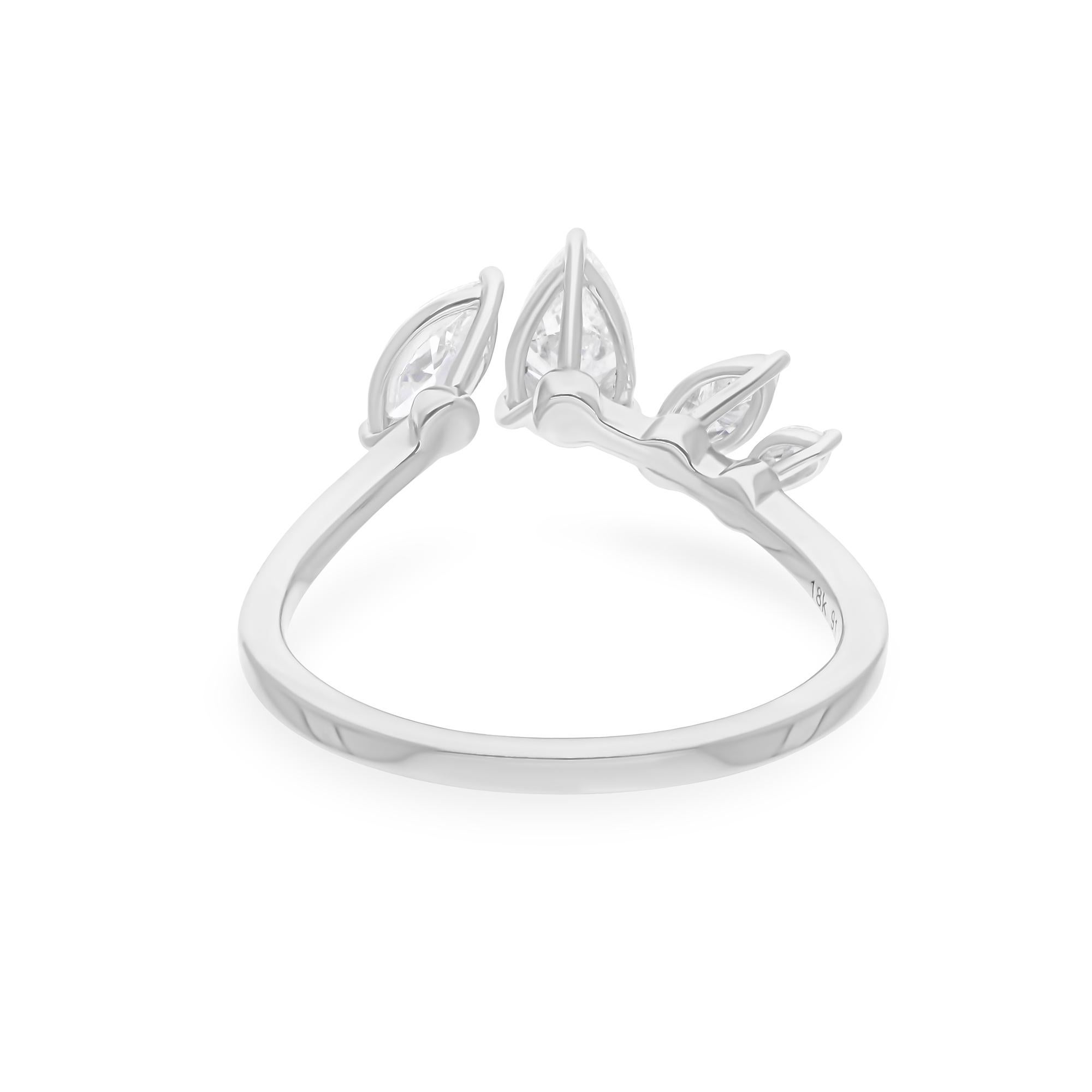 0,9 quilates SI/H Pera Marquesa Diamante talla brillante Anillo puño Oro blanco 14 quilates Corte pera en venta