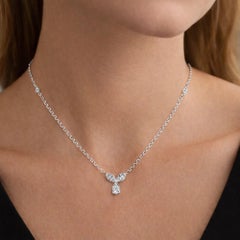 0.9 Carat SI/H Pear Marquise Diamond Charm Pendant Necklace 14 Karat White Gold