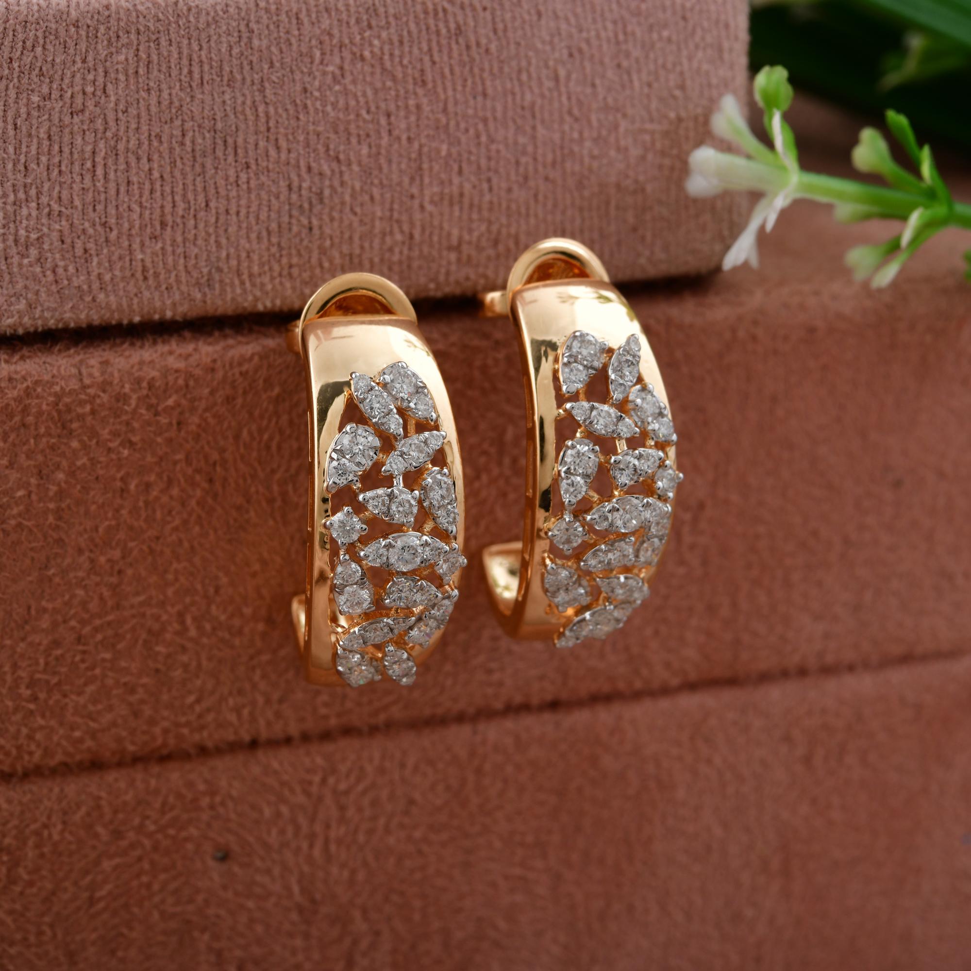 De las mujeres Pendientes de diamantes talla brillante redonda SI/H de 0,9 quilates Joyas de oro amarillo de 14 quilates en venta