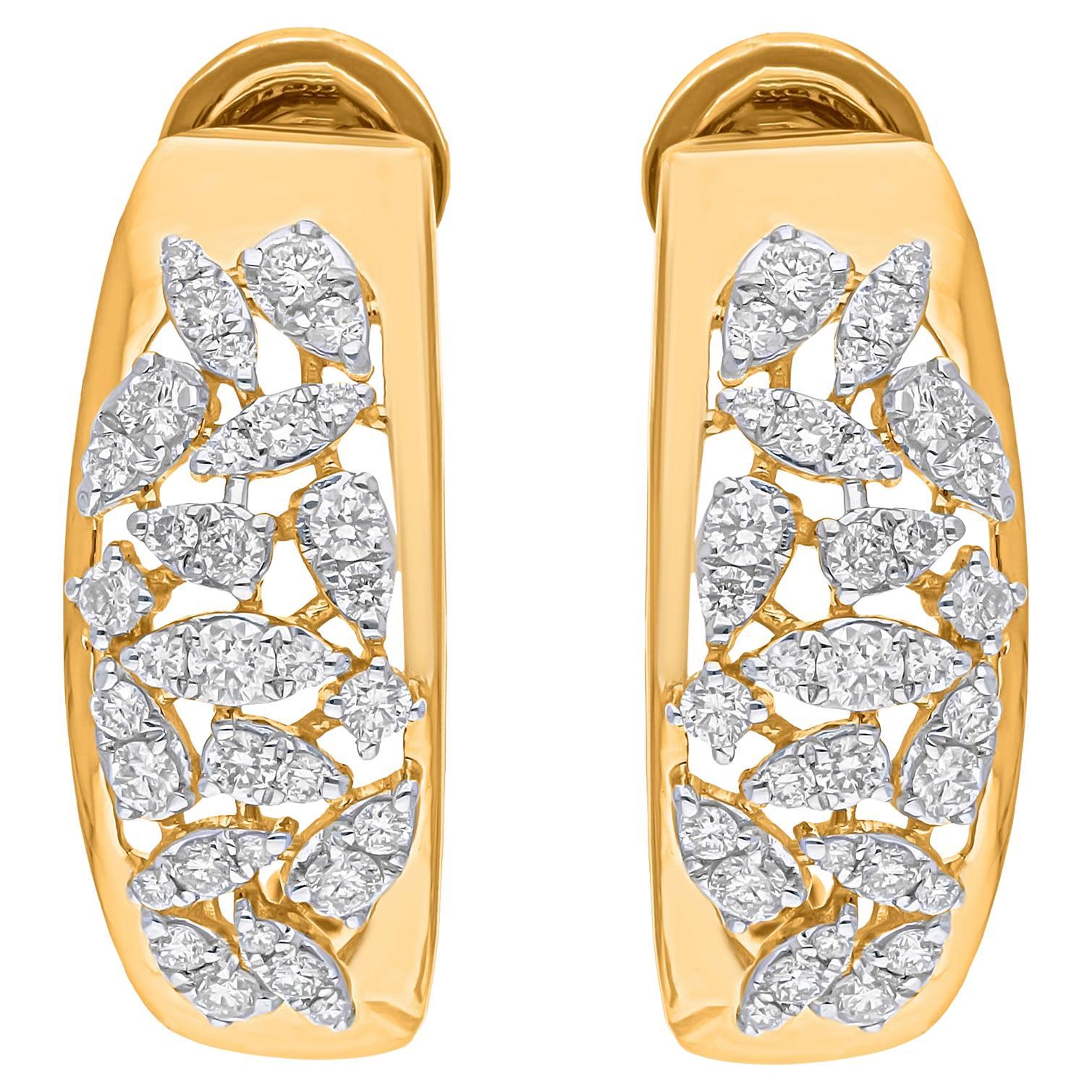 0,9 Karat SI/H Diamant-Ohrringe aus 18 Karat Gelbgold mit rundem Brillantschliff