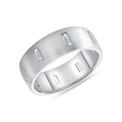 0.90 Baguette Diamond Brush Finish Men's Gold Ring