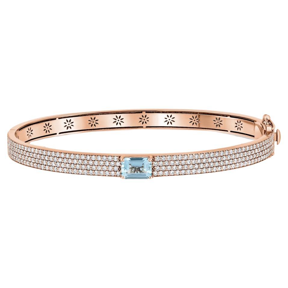 Bracelet jonc aigue-marine et diamants de 0,90 carat