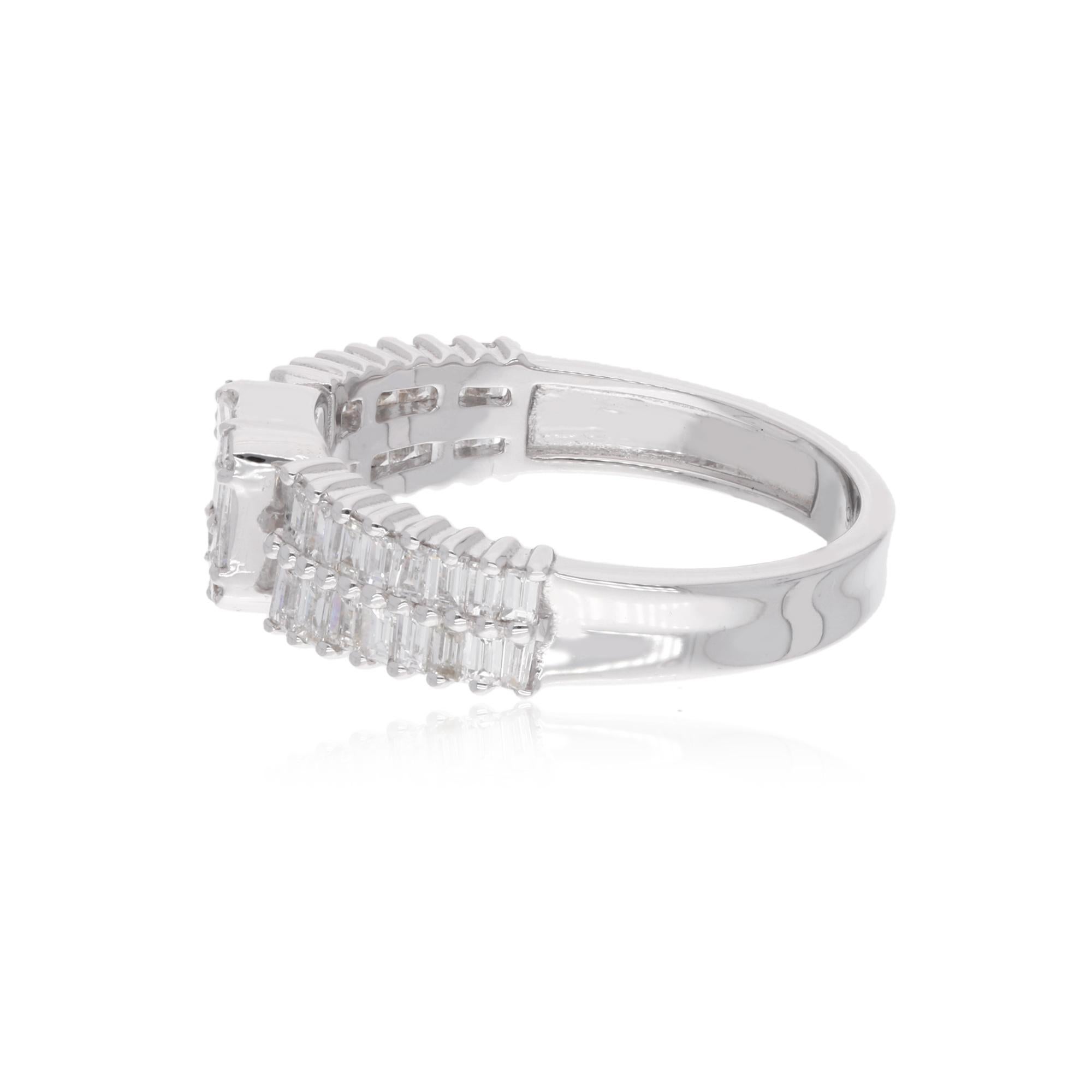 Introducing the epitome of sophistication and luxury - the 0.90 Carat Baguette Round Diamond Band Ring, a masterpiece of fine jewelry crafted to captivate and enchant. Meticulously handcrafted from exquisite 18 karat white gold, this ring exudes