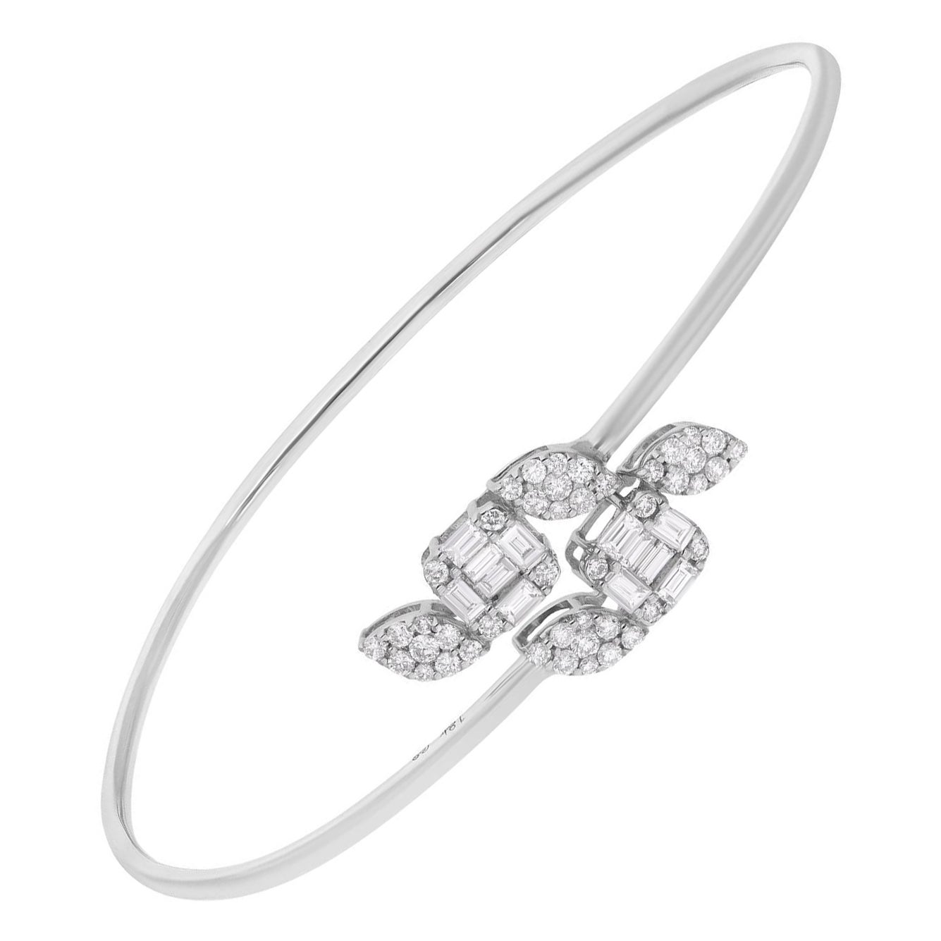 0,90 quilates Baguette Ronda Pulsera de diamantes 18 quilates de oro blanco Joyería