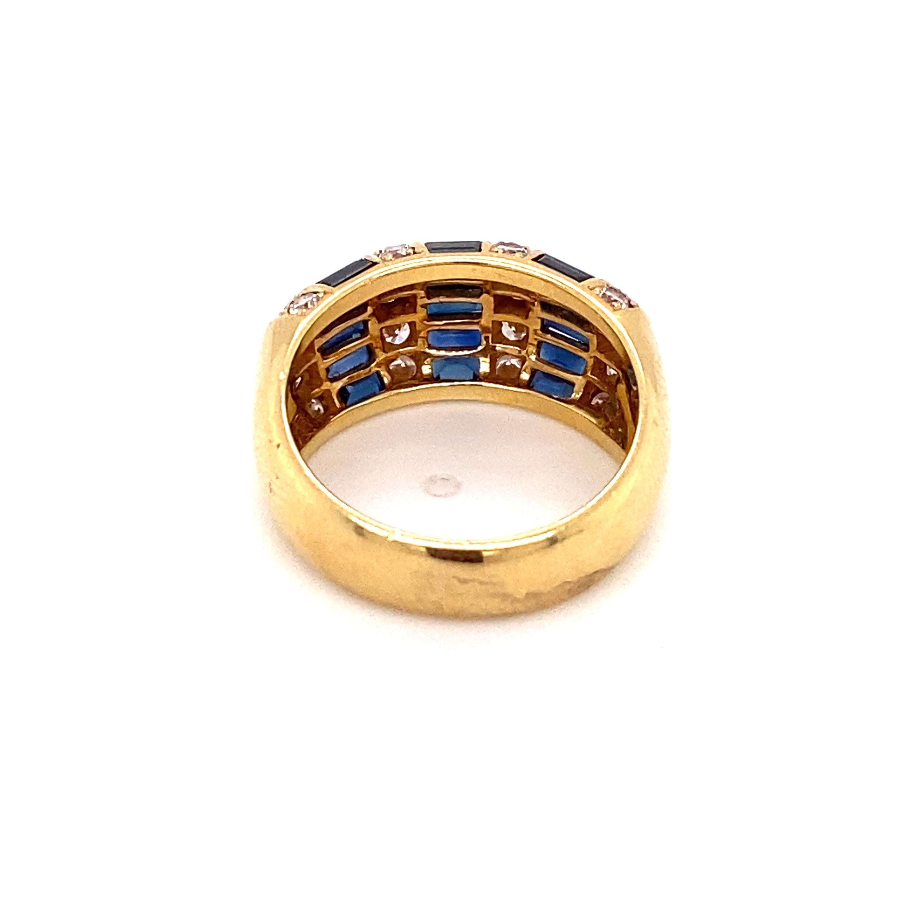 Modern 0.90 Carat Diamond and 1.10 Carat Sapphire Dome Ring in 18 Karat Gold