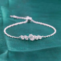 0.90 Carat Diamond Bracelet 18K White Gold Handmade Adjustable Fine Jewelry