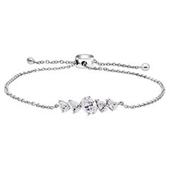 0.90 Carat Diamond Bracelet 18K White Gold Handmade Adjustable Fine Jewelry