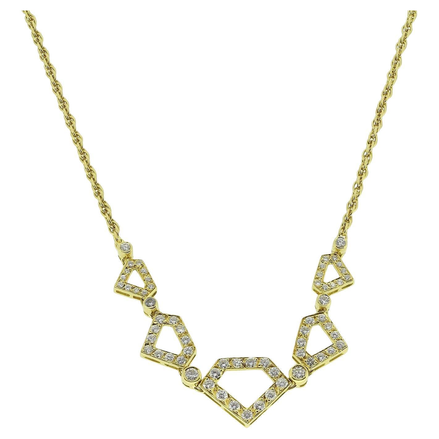 0.90 Carat Diamond Cluster Necklace For Sale