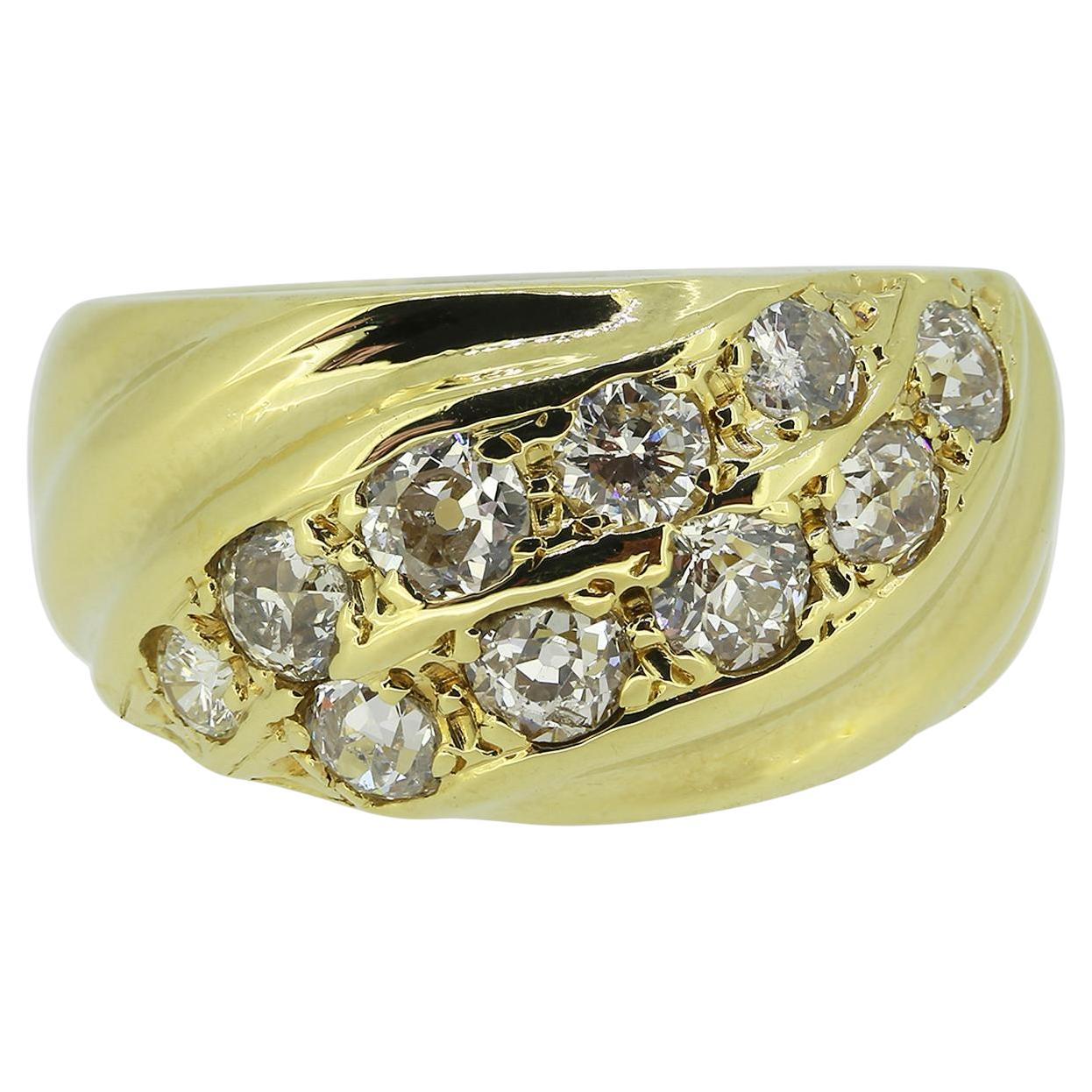 0,90 Karat Diamant Cluster Wide Band Ring