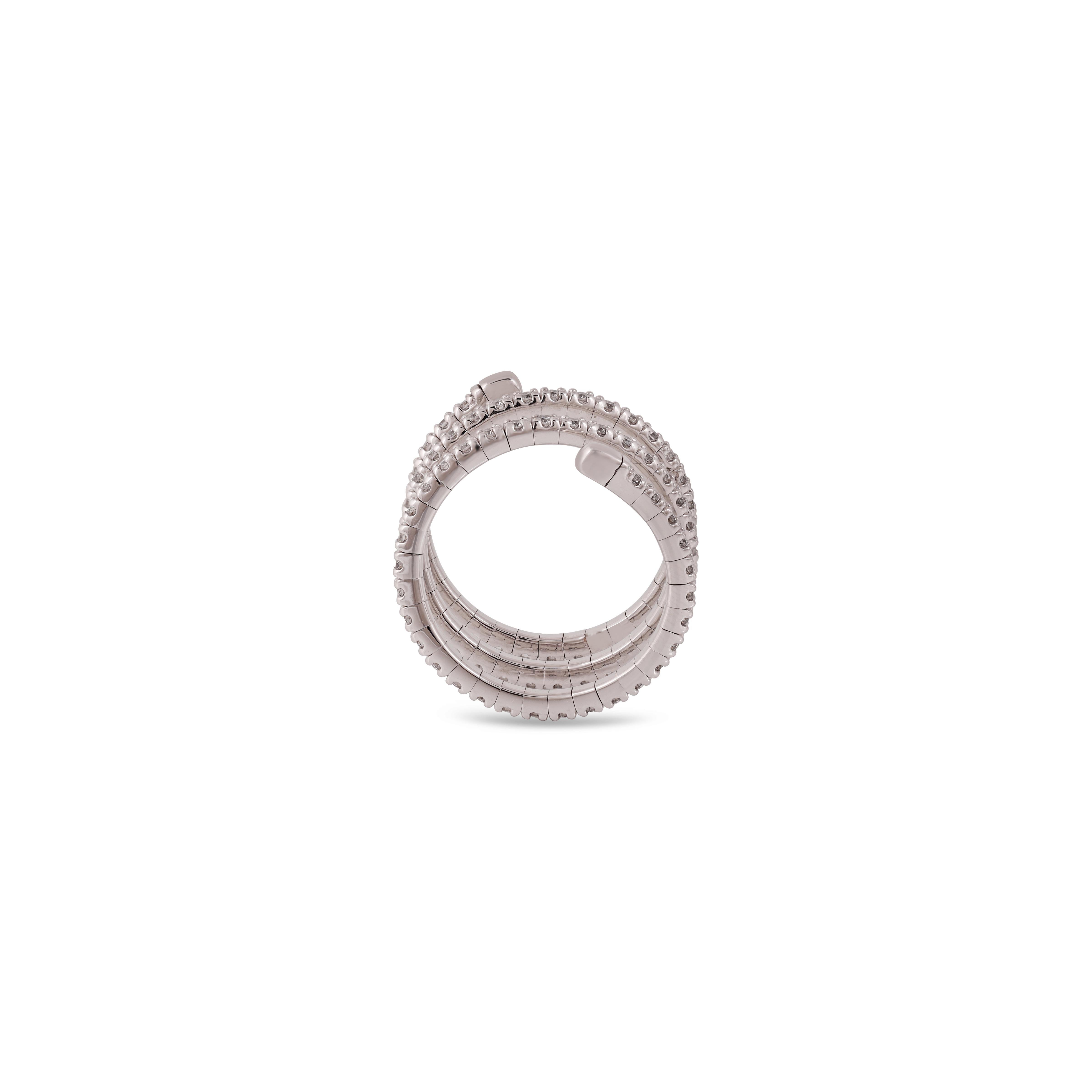 Round Cut 0.90 Carat Diamond Flexable Cocktail Ring in 18Karat  White Gold For Sale