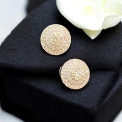 0.90 Carat F/VS1 Round Brilliant Cut Diamonds Double Halo Stud Earrings 18K Gold