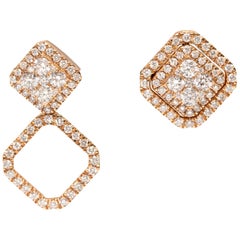 0,90 Karat Fancy austauschbare quadratische Cluster-Ohrringe aus 18 Karat Gold mit Diamanten