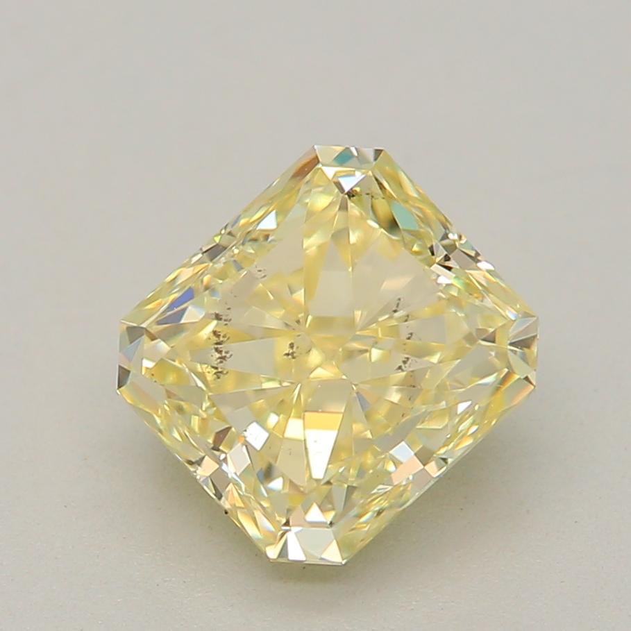 0.90 Carat Fancy Light Yellow Radiant cut diamond SI2 Clarity GIA Certified For Sale 1